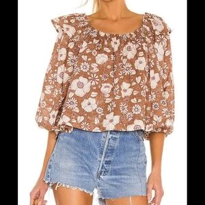 Free People Miss Daisy Printed Top Size Medium